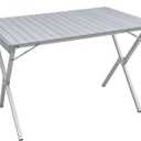 ALPS Mountaineering Folding Camping Table with Smooth Easy-to-Clean Roll Top and Sturdy and Lightweight Aluminum X Frame, Shoulder Carry Bag, 3 Sizes (Silver - New)