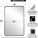 ANDY STAR Brushed Nickel Bathroom Mirror, 24x36 Rounded Rectangle Mirror Modern Silver Vanity Mirror SUS304 Metal Tube Frame(Rustproof) 1 Deep Wall Mounted Vertically/Horizontally