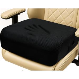 Acxseo 6" Extra Thick Memory Foam Office Chair Cushion  2-Layer Booster Seat for Back & Tailbone Pain Relief, 18 x 16 x 6in Non-Slip Cushion with Carry Handle for Wheelchair, Car, and Airplane (Black)