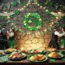 Yalikop St Patrick's Day Wreath for Front Door Wooden Door Decoration Sign Lucky Shamrock Wall Sign Irish Welcome Saint Patricks Day Hanging Decor Hanger for Party Outdoor Indoor