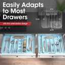 Aujen Silverware Organizer - Expandable Kitchen Drawer Organizer, Adjustable Utensil Organizer, Cutlery Tray for Forks, Knives, Multipurpose Kitchen Organizers and Storage Solution, Blue, Medium