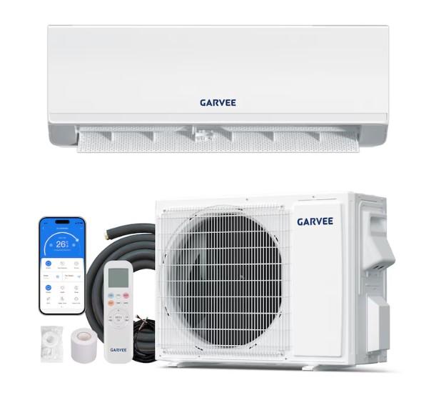 Garvee 12000 BTU Ductless Mini Split Air Conditioner WiFi SEER2 22 High Efficiency Inverter Heat Pump 115V R32 Refrigerant White