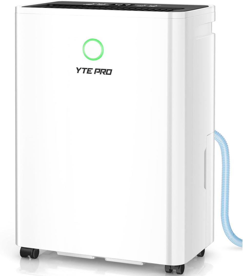 1500Sq.Ft Dehumidifier, 32Pint Dehumidifiers for Home, Quiet Dehumidifier for Bathroom, Basement, Bedroom and RV, with 6.56FT Drain Hose,0.66Gal Water Tank, 3-Color Humidity Light (white)