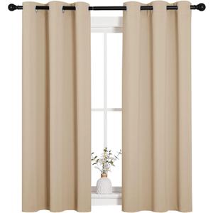 NICETOWN Room Darkening Draperies Window Curtain Panels, Thermal Insulated Grommet Room Darkening Curtains for Bedroom (Biscotti Beige, 2 Panels, W34 x L54 -inch)
