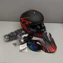 Youth Kids Motocross Helmet DOT Approved, Adult ATV Dirt Bike Off-Road Full Face Motorcycle Helmet with Goggles Gloves Mask for Boys Girls,Lightweight Breathable for Riding (Medium, Red)