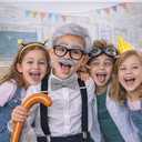 Old Man Costume 1920s Accessories 100 Days of School Set  Grandpa Halloween Dress Up (Black)