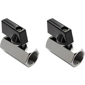 Brass Mini Ball Valve 1/4" NPT Female x Female Thread Shut Off Valve Chrome Plated (Pack of 2)