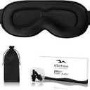 Sleep Eye Mask for Men Women, Lash Extensions 3D Sleeping Mask, Travel Blackout Night Blindfold Eye Shade Cover with Adjustable Strap (Black-3D)