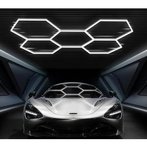 Hexagon Garage Lights, High Brightness 168W 6500K 18480Lumens Honeycomb Hexagon Led Garage Light 5 Grid for Garage, Auto Beauty Shop, Car Detailing Shop, Workshop