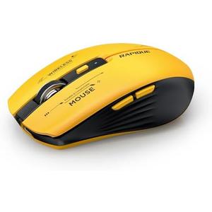 RAPIQUE Bluetooth Wireless Mouse - (BT1/BT2+USB Receiver) Tri-Device Compatibility for PC, Laptop, Computer, MacBook, Tablet (Black and Yellow)