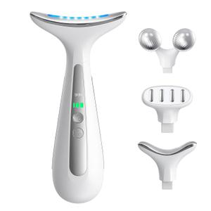 Multi-Functional Beauty Device - 4-in-1 Face, Neck, Eye & Body Massager | Red Light Therapy | Skin Lifting & Firming | Wrinkle & Dark Circle Reducer | Portable Face Sculpting Tool (Four Head, White-four Head)