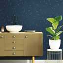 RoomMates RMK11319WP Upon A Star Navy and Metallic Peel and Stick Wallpaper, 16"L x 5"W