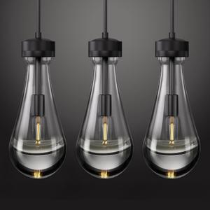 Raindrop Pendant Light - Black Pendant Lights Kitchen Island 3 Pack, Modern Island Lights for Kitchen Farmhouse Chandelier Pendant Ceiling Lighting Fixtures for Bedroom Bathroom Living Room