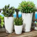 QCQHDU 24,21,11 inch Large Planters with Drainage Hole & Saucer, Set of 3 Plant Pots Tall Planter for Indoor & Outdoor Plants Home Modern Decor