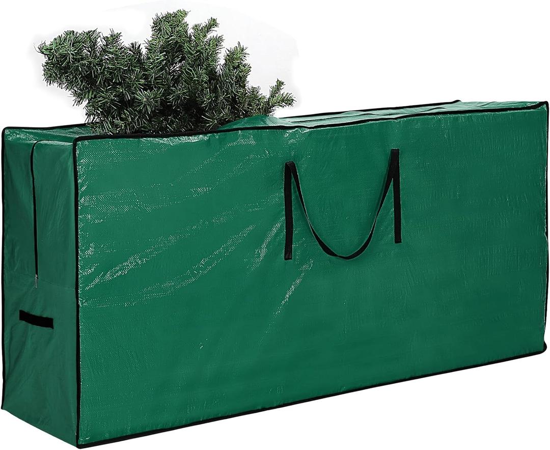 Christmas Tree Storage Bag - Fits Up to 9 Ft Artificial Xmas Disassembled Tree Extra Large Waterproof Bag Container With Durable Zipper and Handles, Protect against Dust, Moisture, Green