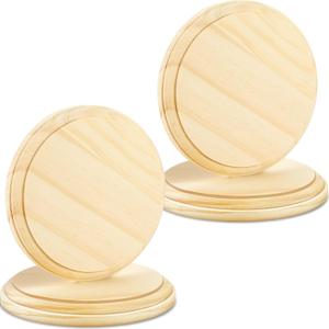 Jetec 4 Pieces Wooden Round Plaque Unfinished Natural Wood Circles for Crafts DIY Coaster Base Painting Projects Gifts Home Decor(5 Inch)