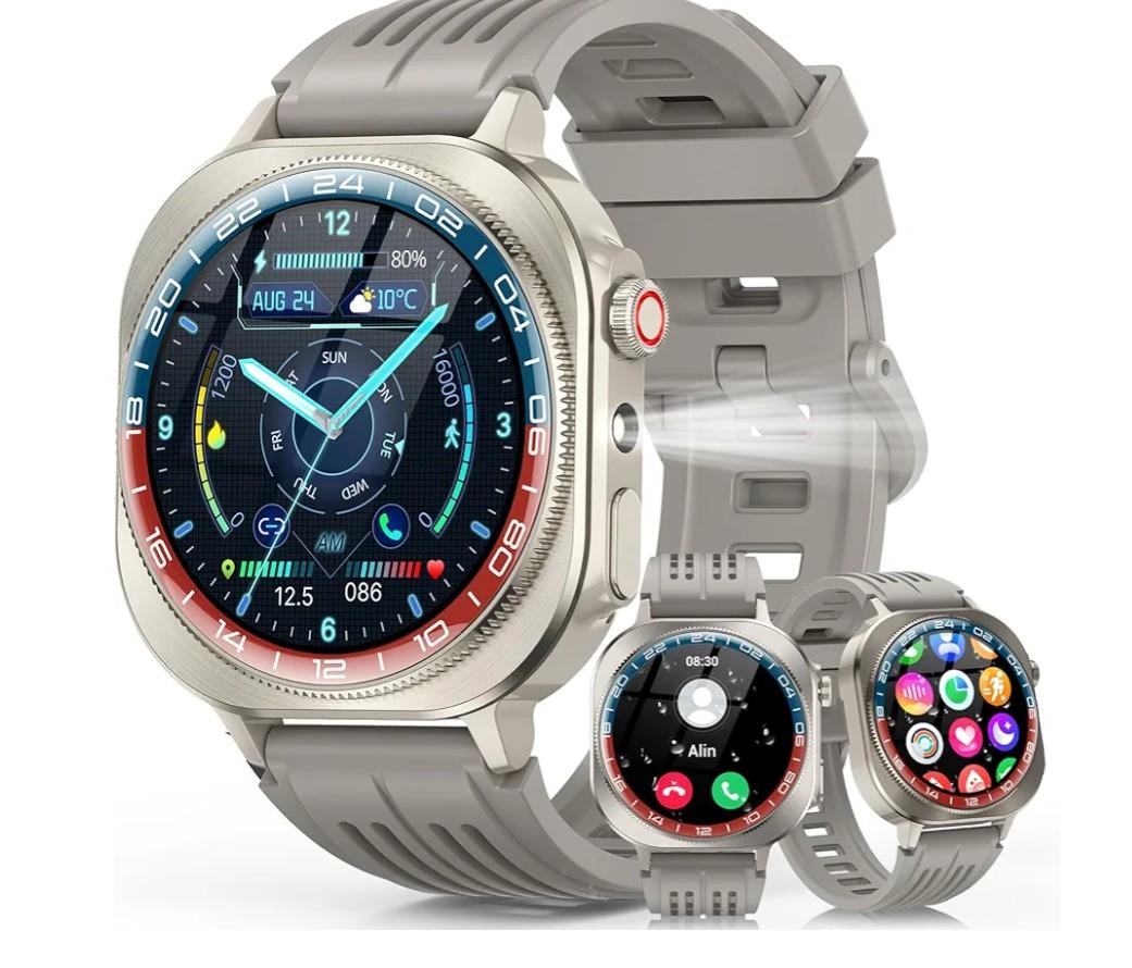 Smart Watch, 2026 AMOLED 1.43" Smartwatch for Men Women(Answer/Make Call), 60 Days/130+ Sports/Flashlight, Heart Rate/Sleep Monitor, IP68 Waterproof Fitness Activity Tracker for Android iOS