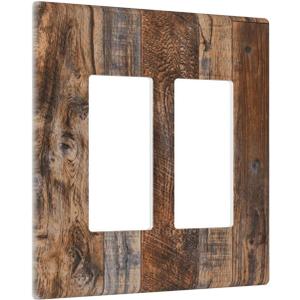 Decorative Outlet Covers Vintage Brown Wood Plank Texture 2 Gang Light Switch Cover Plate Double Rocker Wall Plate Switch Plate Covers Faceplate for Farmhouse Bedroom Home Decor