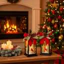 Tuanse 2 Pcs Christmas Decorative Lanterns Metal Christmas Hanging Lighted Lantern Vintage Cardinal Decorative Holiday Decorations Gifts with LED Lights for Indoor Outdoor Home Table Porch