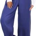 IWD Wide Leg Sweatpants for Women High Waisted Baggy Lounge Pants Interior Drawstring Sweat Pants with Pockets (Blue, L)