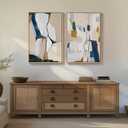Large Framed Neutral Abstract Wall Art, 2 Piece Beige and Navy Blue Modern Minimalist Canvas Prints Paintings Artwork for Walls, Colorful Pictures for Living Room Dining Bedroom Wall Decor 20x30 In, 20" W x 30" H x 2Pcs