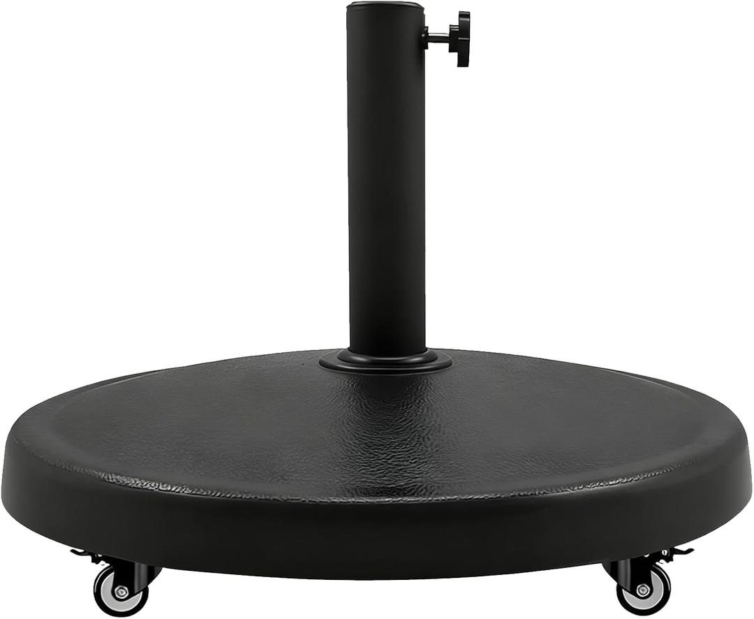 T&Jero 44 lb Round Heavy Duty Patio Market Umbrella Base Weight Stand with Wheels for Outdoor, Black
