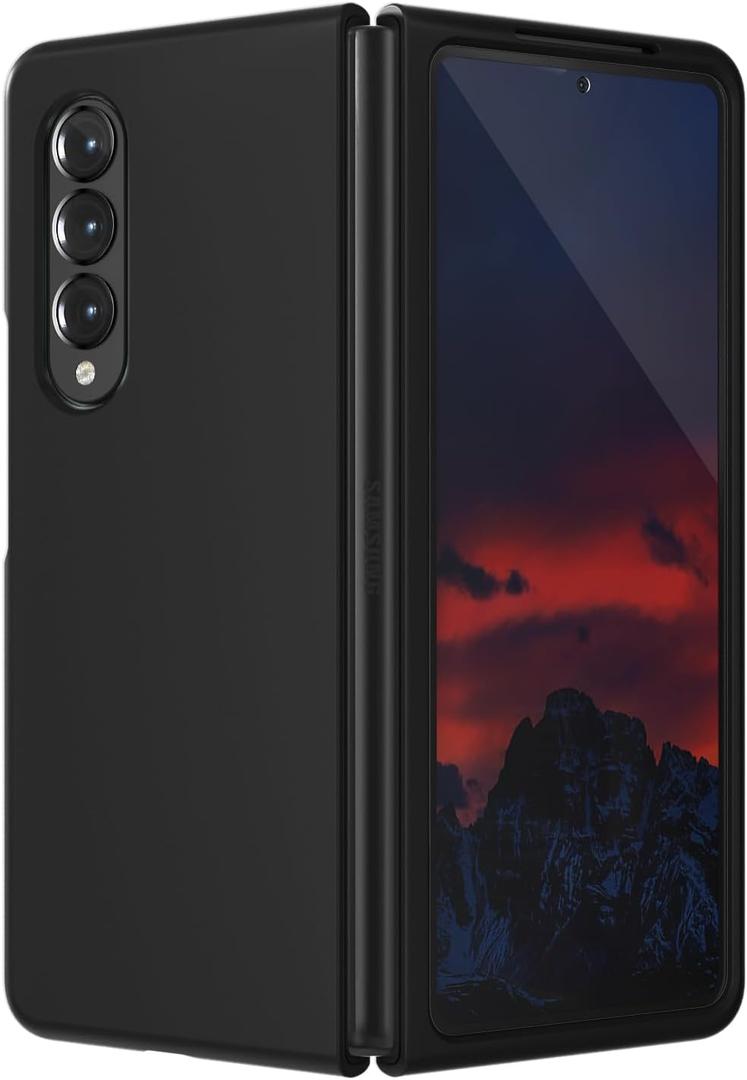 E Segoi Designed for Samsung Galaxy Z Fold 3 Case, Liquid Silicone Gel Rubber Shockproof Case Soft Microfiber Cloth Lining Cushion Compatible with Galaxy Z Fold 3 5G (Black)