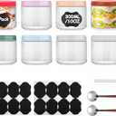 Lulonpon 8 Pack 10 oz Mason Jars with Lids - Airtight Glass Storage Containers for Overnight Oats, Snacks & Meal Prep | Includes 16 Labels, 2 Spoons + Marker (Multicolor)
