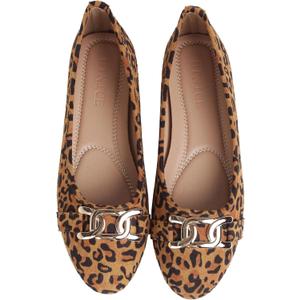 Women's Round Toe Ballet Shoes Flats Comfortable Ballerina Shoes Slip On Work Flats for Walking, Driving, Dressy (10, Leopard)