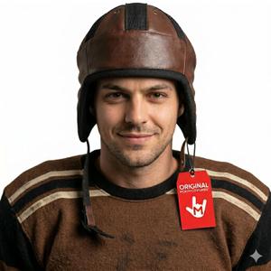 Morph Vintage Brown Retro Football Helmet Classic Faux Leather Old-Time Style Helmet for Costume Tailgating Movie Props & Themed Parties Adult One-Size Fits Most 1920s-Inspired Headgear