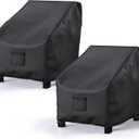 Patio Chair Covers for Outdoor Furniture Waterproof 2 Pack, Lawn Chair Covers 600D Heavy Duty Oxford Cloth, Large Covers for Lounge Lawn Deep Seat Black 36"W34"D32"H