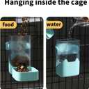 PODOO Rabbit Food Water Dispenser, 24oz No Drip Bunny Water Feeder, 34oz Large Hanging Automatic Pet Food Dispenser, Hanging Outside or Inside The Cage for Small Animals (Food+Water)