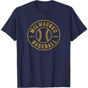 Milwaukee Baseball Seventh Inning Stretch Gameday Fan Gear T-Shirt (Small, Navy Blue)