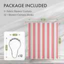 AmazerBath Pink Vertical Stripes Shower Curtain, Cute Pink Stripe Bathroom Shower Curtain with 12 Shower Curtain Hooks, Rustic Fabric Pink and White, 72x72 Inches