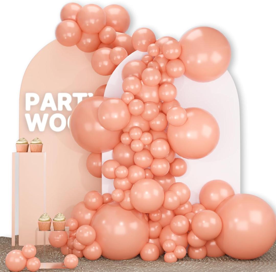 PartyWoo Peach Balloons 142 pcs Different Sizes of 18 12 10 5 Inch Pastel Light Orange Blush Pink Latex Helium Balloon Arch Kit Garland for Wedding Baby Shower Birthday Party Decorations Peach-Y21