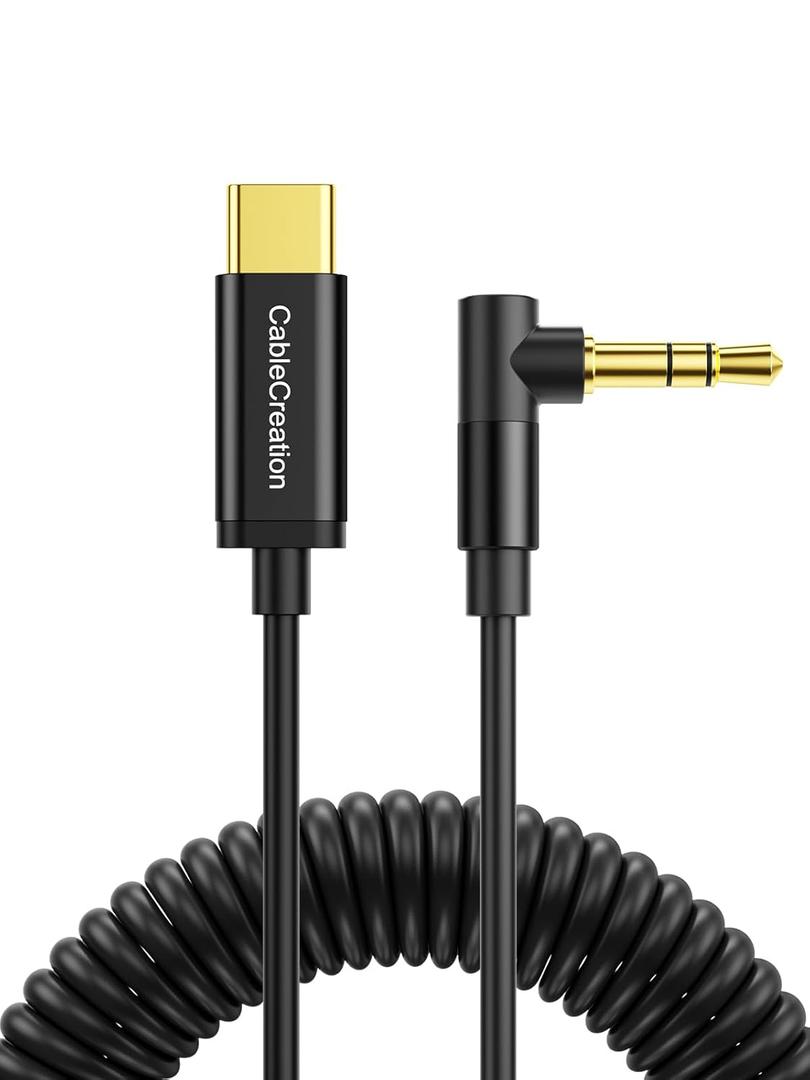 CableCreation USB C to 3.5mm Audio Aux Jack Cable (1.3-4FT), Coiled Aux to USB C Cable, Type C to 3.5mm Headphone Car Stereo Cord for iPhone 16 15 Pro Max, Galaxy S25 S24, Pixel, iPad Pro