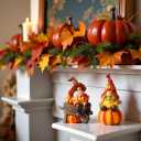 BUTILIVEEN Thanksgiving Gnomes with Pumpkin Figurines, Fall Gnomes Decorations for Tabletop, Mantle and Shelf, Autumn Garden Statue Decor, Hand-Painted, Resin, 7.5Inch