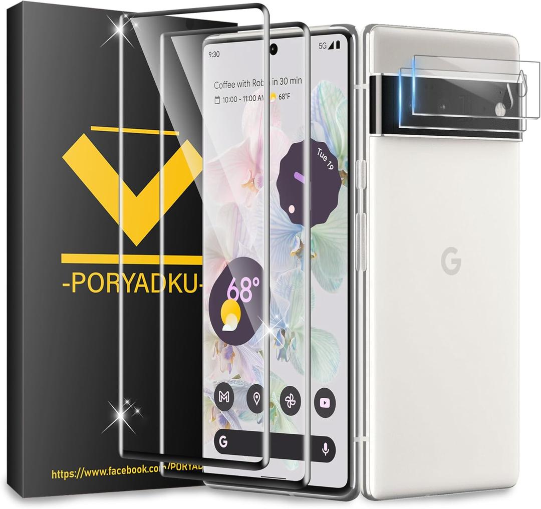 2+2 Pack for Pixel 6 Pro Screen Protector [6.7 inch], Camera Lens Protector, Easy Installation, 9H Hardness, Fingerprint Unlock, Ultra Resistant, Case Friendly, Bubble Free