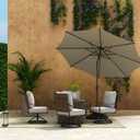Abba Patio 9FT Lyon Outdoor Patio Umbrella Outdoor Table Umbrella with Push Button Tilt and Crank Market Umbrella 8 Sturdy Ribs UV Protection Waterproof for Garden Deck Backyard Pool Beige