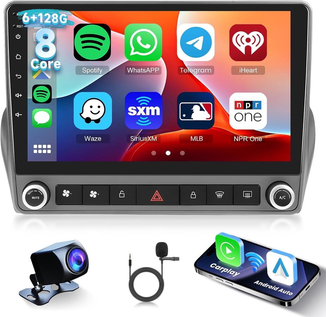 [6G+128G] 8-Core Car Radio for Chevrolet Camaro 2008-2015 Android Car Stereo with Bluetooth GPS,Hodozzy 9 Inch Touch Screen with Wireless Carplay Android Auto,WiFi USB,DSP,FM RDS