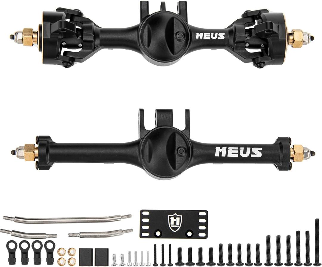 MEUS RACING 5mm ISO V2 TRX4M Axles with Adjustable Servo Mount for TRAXXAS 1/18 TRX4M RC Crawler (Black)