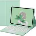 HENGHUI Keyboard Case for Galaxy Tab S8 11" 2022 / Tab S7 11 Inch 2020 Tablet, Touchpad Cute Round Key Color Keyboard Detachable Wireless Keyboard Cover with S Pen Holder (MintGreen)