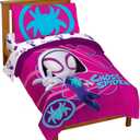 Marvel Spidey & His Amazing Friends Ghost Spider Gwen 4 Piece Toddler Bed Set - Bedding Includes Comforter & Sheet Set - Super Soft Fade Resistant Microfiber