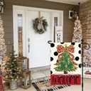 Artscope Welcome Bow Tree Christmas Garden Flag 12x18 Inch Double Sided, Polka Dot Seasonal Outdoor Winter Xmas Flag for Yard Farmhouse Holiday Decoration-Beige