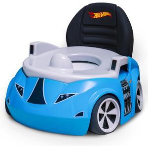 Hot Wheels Blue Race Car Potty Training Toilet, Race Car Potty Seat Includes Detachable Toddler Toilet Seat and Kids Potty, Ages 12 Months and Up