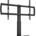 Universal Tabletop TV Stand with Wall Mount for 32 to 70 inch 4 Level Height Adjustable, Heavy Duty Tempered Glass Base, Holds up to 110lbs Screens, HT03B-002