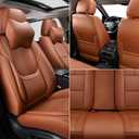 Auto Car Seat Covers Accessories Full Set Leather Cushion Protector Breathable Waterproof Seat Cover for Cars Universal Fit (Brown, Front Pair and Rear)