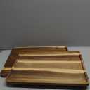 2 Pcs Acacia Wood Serving Tray, Rectangular Wooden Serving Platters Charcuterie Board, Large Wood Kitchen Display Tray for Food, Cookie, Dessert, Fruit, Snack, Vegetable, 16.6" x 12.6" x 0.6"