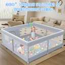 XVISHX Baby Playpen 50 x 50 Inch Play Pen Playards, Playpen for Babies and Toddlers, Baby Playard for Indoor & Outdoor Active Center Game Fence, with Skin-Friendly Fabric and Soft Breathable Mesh Grey