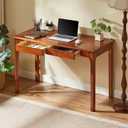 Solid Wood Computer Desk with Storage Drawers (Walnut Color, 47.2inch)